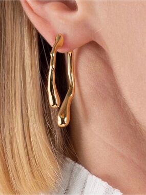 Alexis Bittar Drippy Front Back Post Earrings 14k Gold Plate AU02